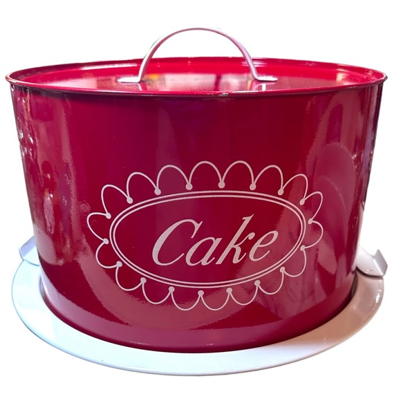 Bakery Red & White Metal Cake Saver with Dome - Picture 3 of 10